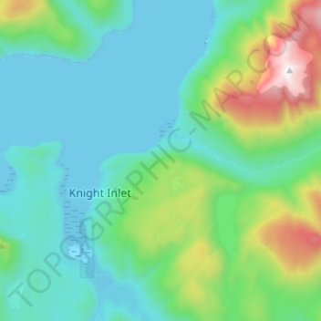 Mapa topográfico Knight Inlet, altitude, relevo