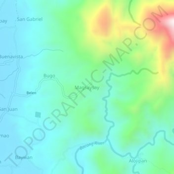 Mapa topográfico Magsaysay, altitude, relevo