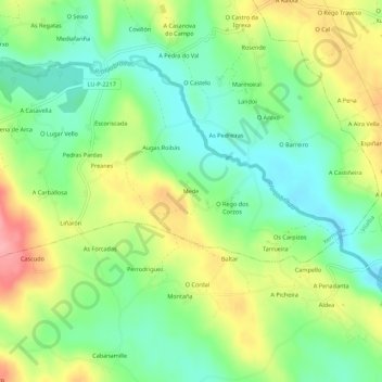 Mapa topográfico Mede, altitude, relevo