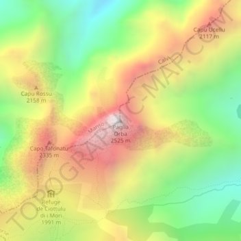 Mapa topográfico Paglia Orba, altitude, relevo