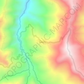 Mapa topográfico Kuwari, altitude, relevo