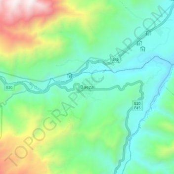 Mapa topográfico Baeza, altitude, relevo