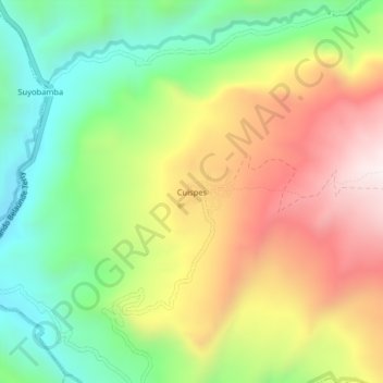 Mapa topográfico Cuispes, altitude, relevo