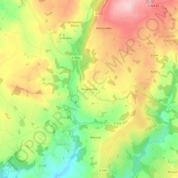 Mapa topográfico Rieupresens, altitude, relevo