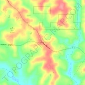 Mapa topográfico Vandalia, altitude, relevo