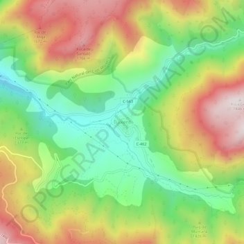 Mapa topográfico Tuixent, altitude, relevo