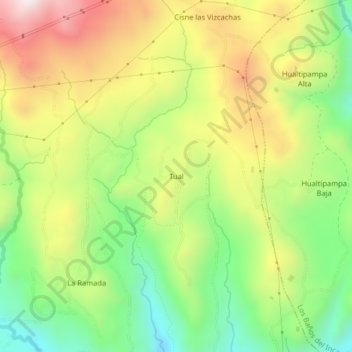 Mapa topográfico Tual, altitude, relevo
