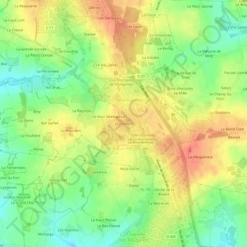 Mapa topográfico Le Pavillon, altitude, relevo