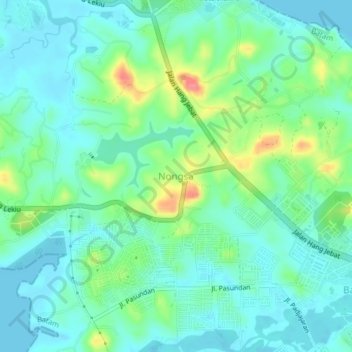 Mapa topográfico Nongsa, altitude, relevo