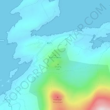 Mapa topográfico Knockfadda, altitude, relevo