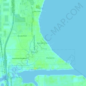Mapa topográfico Bayside Terrace, altitude, relevo
