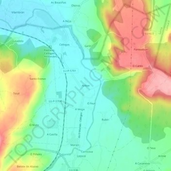 Mapa topográfico Airexe, altitude, relevo