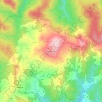 Mapa topográfico Serrazzano, altitude, relevo