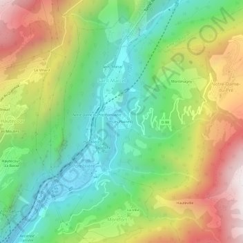 Mapa topográfico Les Plaines, altitude, relevo