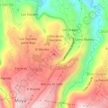 Mapa topográfico La Montañeta, altitude, relevo