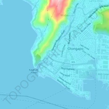 Mapa topográfico Banicain, altitude, relevo