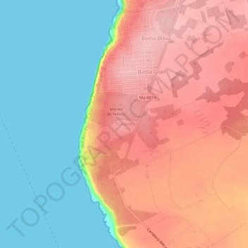 Mapa topográfico Tolleric, altitude, relevo