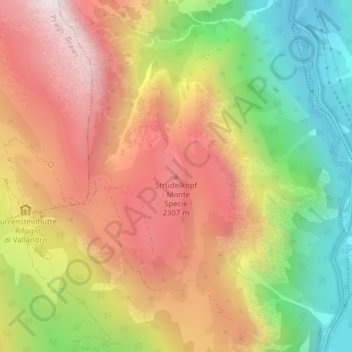 Mapa topográfico Monte Specie, altitude, relevo