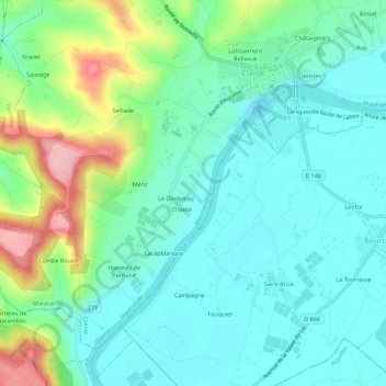 Mapa topográfico Brot, altitude, relevo