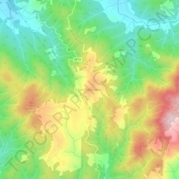 Mapa topográfico San Pancrazio, altitude, relevo