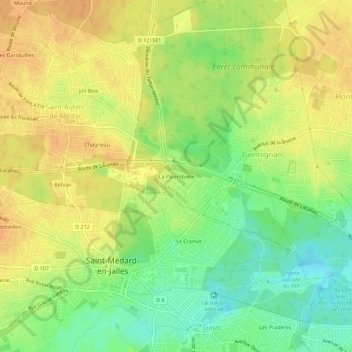 Mapa topográfico La Palombière, altitude, relevo