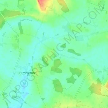 Mapa topográfico Earls Common, altitude, relevo