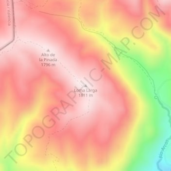 Mapa topográfico Loma Larga, altitude, relevo