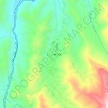 Mapa topográfico Chinácota, altitude, relevo