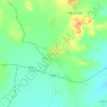 Mapa topográfico Kareda, altitude, relevo