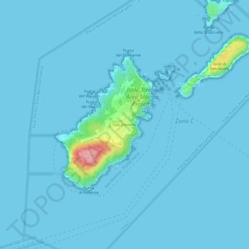 Mapa topográfico San Domino, altitude, relevo