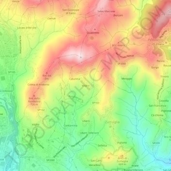Mapa topográfico Vaglio, altitude, relevo