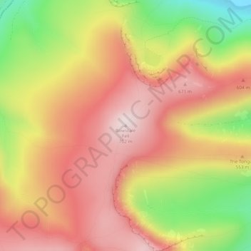 Mapa topográfico Bowscale Fell, altitude, relevo