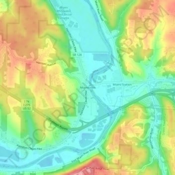 Mapa topográfico Miamitown, altitude, relevo