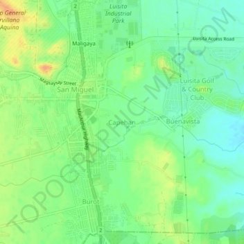 Mapa topográfico Capehan, altitude, relevo
