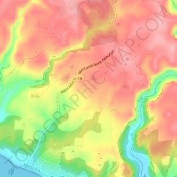 Mapa topográfico es Sendet, altitude, relevo