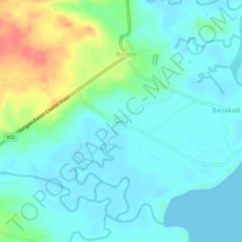 Mapa topográfico Sasa, altitude, relevo