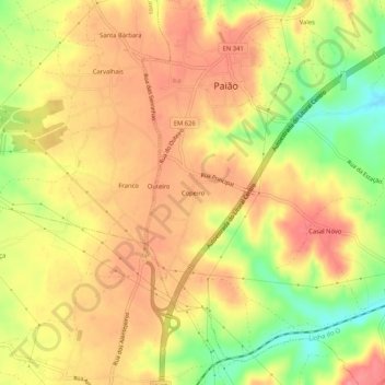 Mapa topográfico Copeiro, altitude, relevo