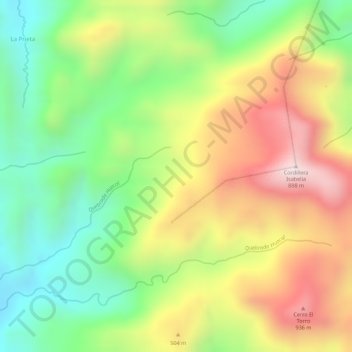 Mapa topográfico Cordillera Isabelia, altitude, relevo