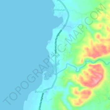 Mapa topográfico Tacup, altitude, relevo