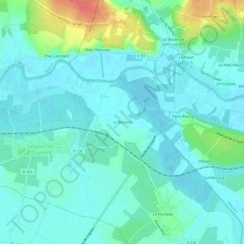 Mapa topográfico Le Buisson, altitude, relevo