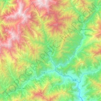 Mapa topográfico Dir, altitude, relevo