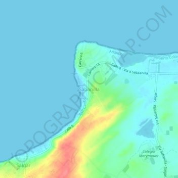 Mapa topográfico Sabanilla, altitude, relevo