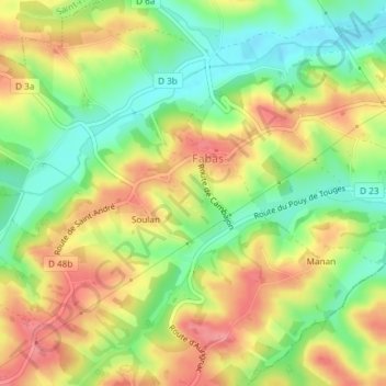 Mapa topográfico La Plan, altitude, relevo