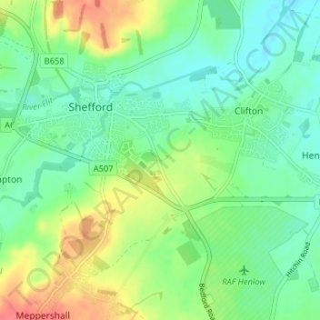 Mapa topográfico Hoo Hill, altitude, relevo