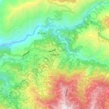 Mapa topográfico Phidim, altitude, relevo