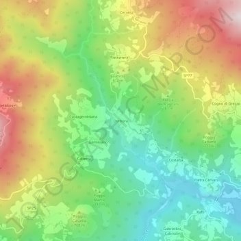 Mapa topográfico Dorbora, altitude, relevo