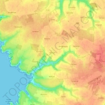 Mapa topográfico Keroyan, altitude, relevo
