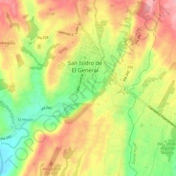 Mapa topográfico Barrio Los Reyes, altitude, relevo