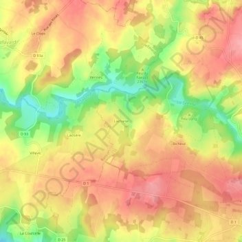 Mapa topográfico Lachaise, altitude, relevo