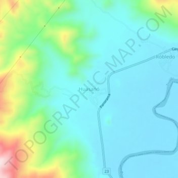 Mapa topográfico Huasanó, altitude, relevo